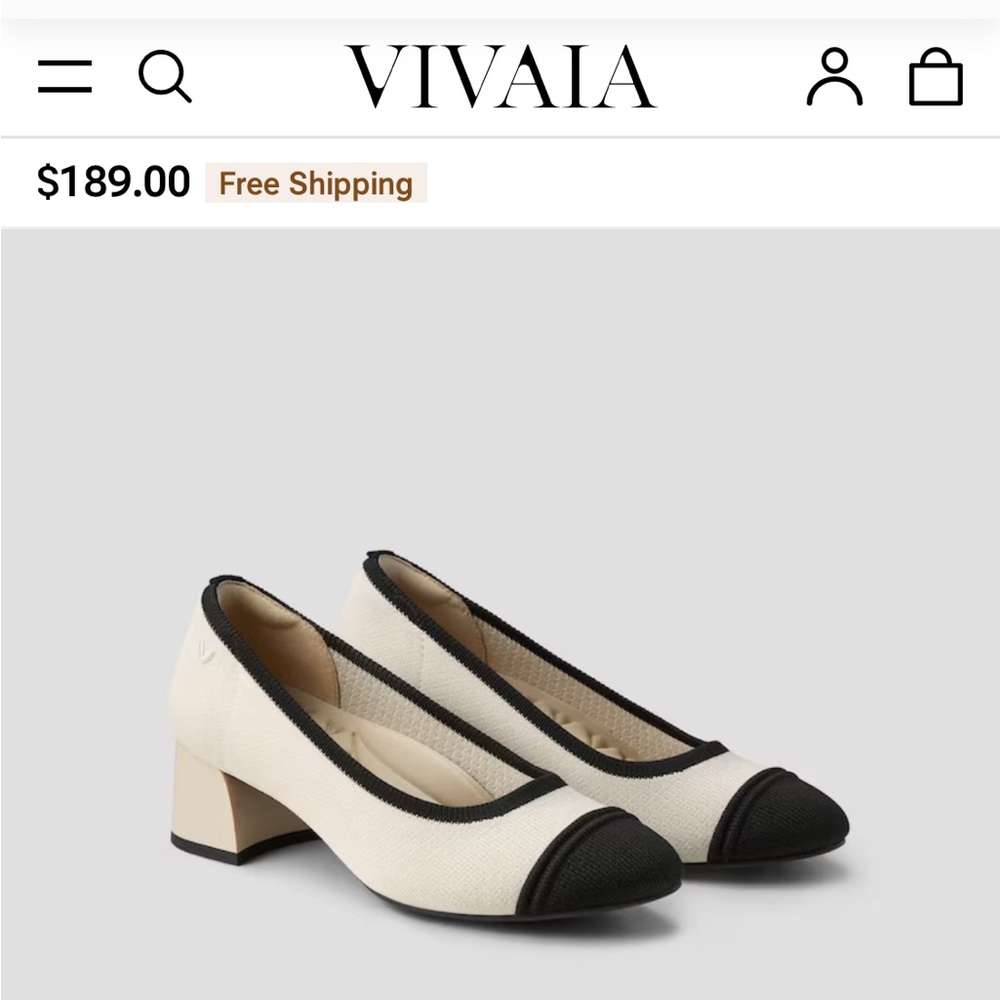 VIVAIA Women's Black and White Block Heel Shoes Size 6